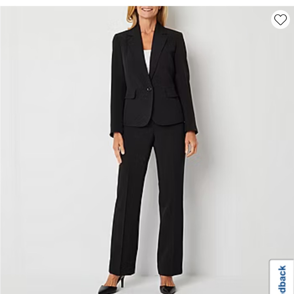 Le Suit Black Pantsuit Sz 12